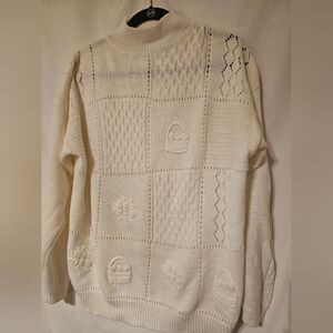 Vintage Elegant Cream Sweater Easter Spring Large Vintage